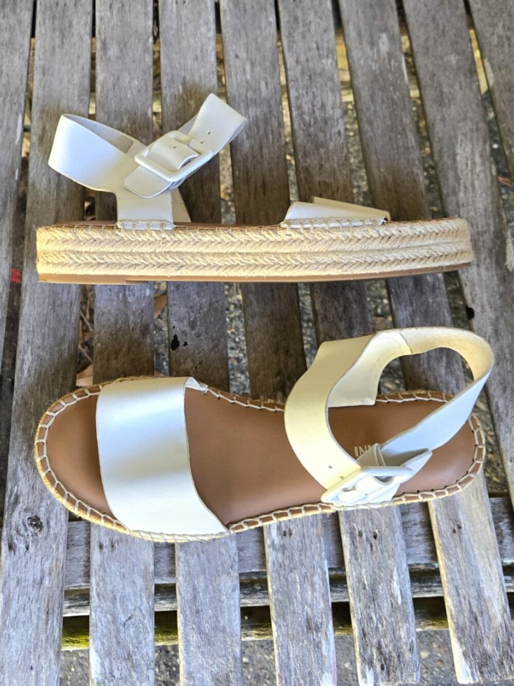 GIANNI BINI White Leather Espadrilles Sandals 9.5